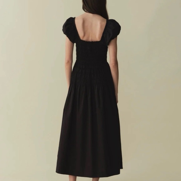 DÔEN Katherina Black Cotton Maxi Dress – Size Medium – Square Neck Puff Sleeve - Picture 2 of 9